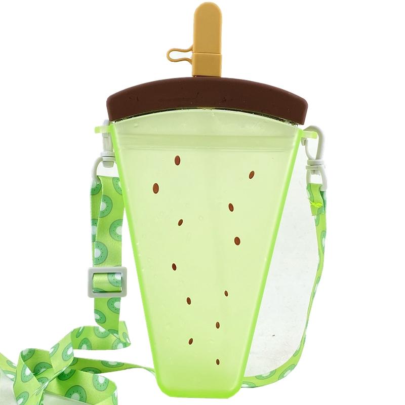 Mùa Hè Nhựa Ống Hút Popsicle Bình Nước Dễ Thương Kem Nước Di Động Trẻ Em Bình Nước Cho Bé Gái Với Dây Đeo Ống Hút