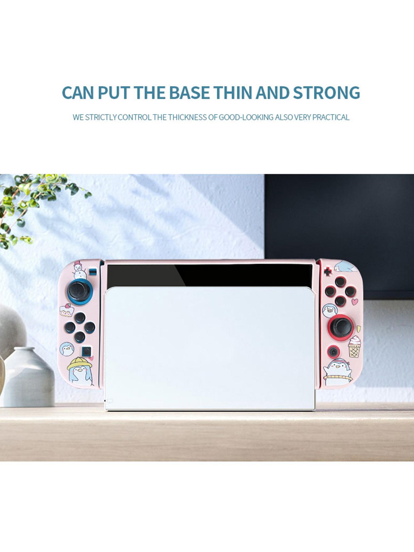 Thích hợp cho Nintendo Switch OLED Máy chủ bảo vệ Bảo vệ Chống Waterproof and Scratch Aolfant Penguin Coruction: Pink