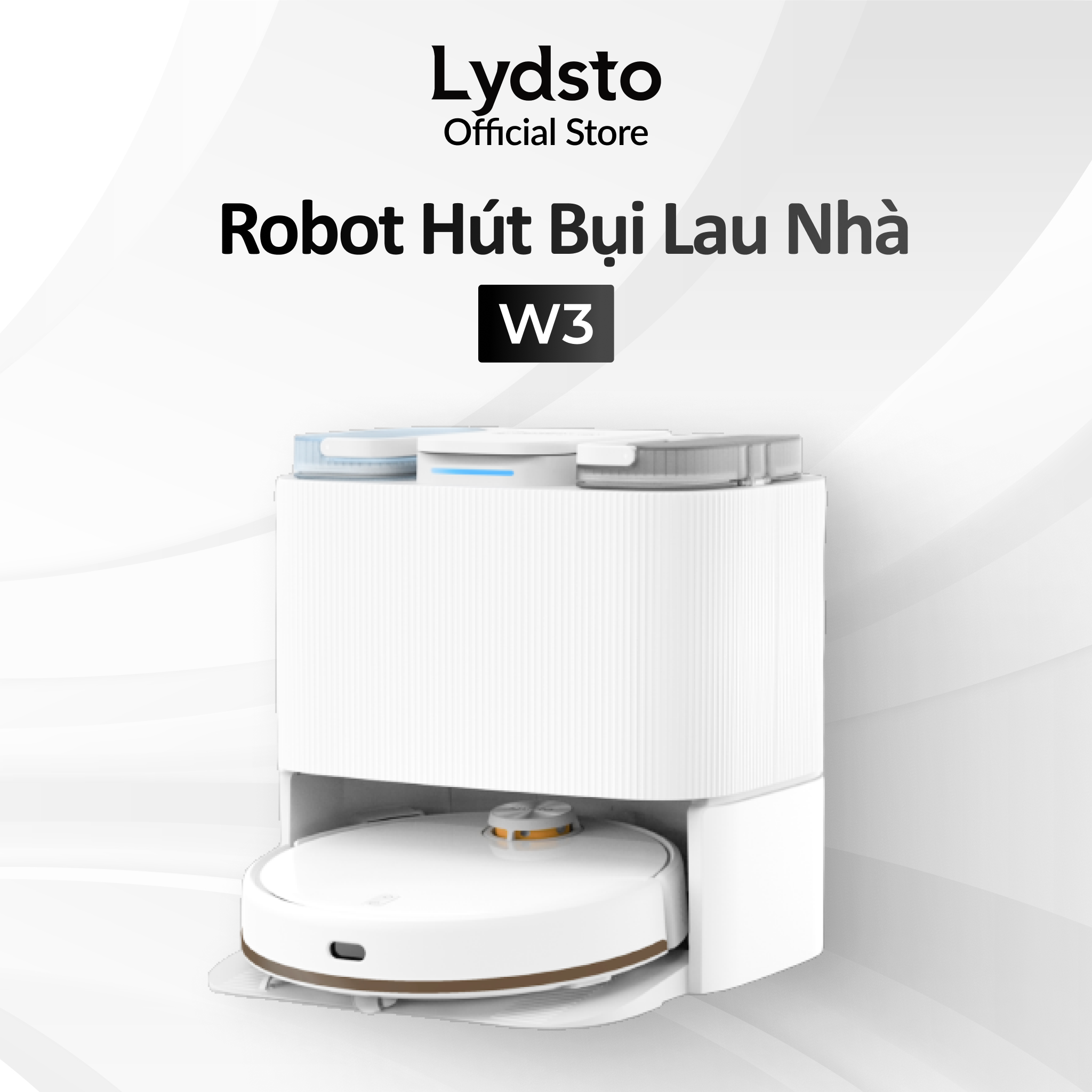 Robot hút bụi lau nhà tự động thông minh Lydsto W3 lức hút 5000Pa diện tích hoạt động 200m2 - Hàng chính hãng