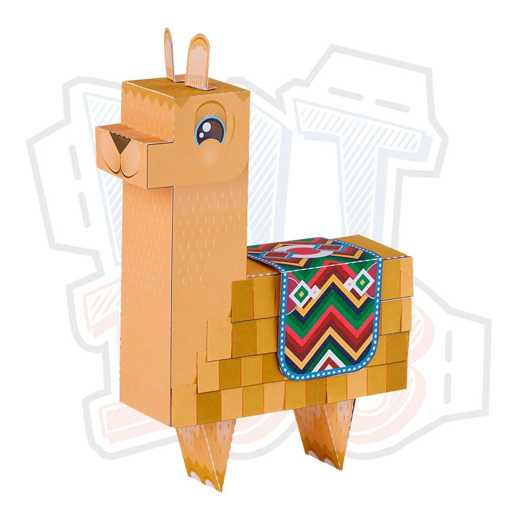 Mô hình giấy động vật Lạc đà không bứu Andean Llama