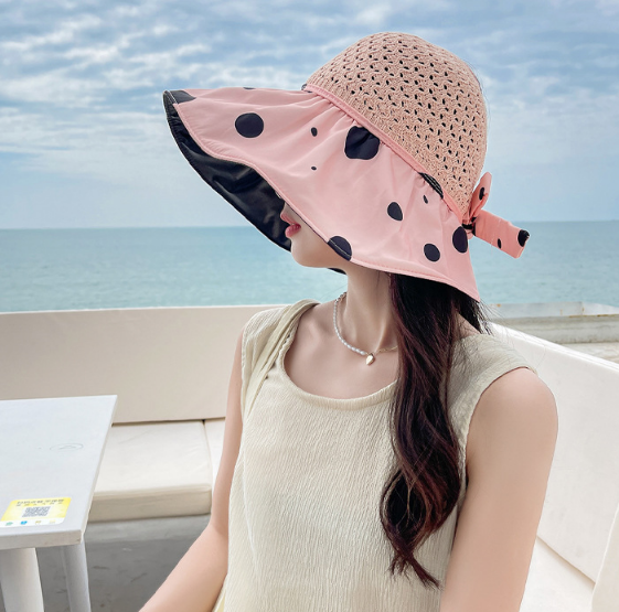 Mũ rộng vành chống nắng chống tia cực tím thắt nơ thời trang mới, nón chống nắng nữ