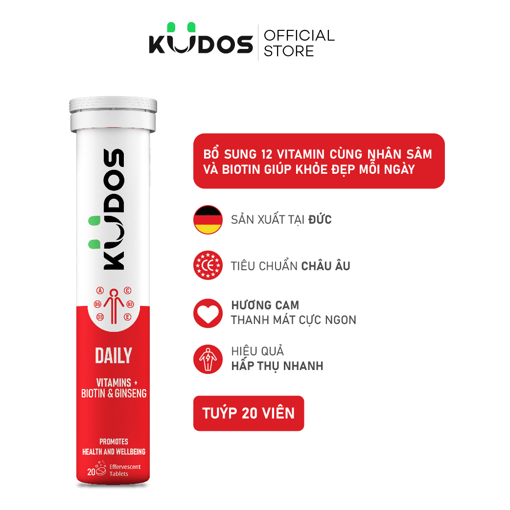 Combo Gia Đình - Viên Sủi Vitamin Canxi & D3 KUDOS KIDS + Viên Sủi KUDOS BONE + Viên Sủi KUDOS DAILY