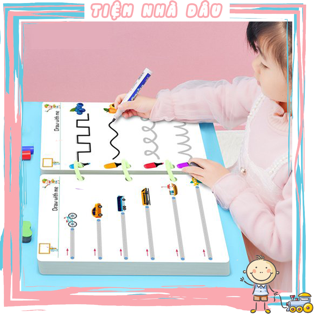 Quyển Dot to Dot Sử dụng lại tiết kiệm - Nối Chấm luyện giáo dục sớm cho bé Xóa được