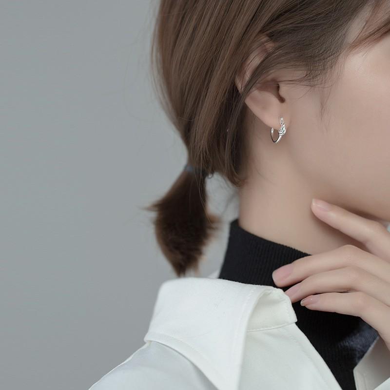Khuyên tai bạc Ý s925 khóa nút thắt lạ mắt E8016 - AROCH Jewelry