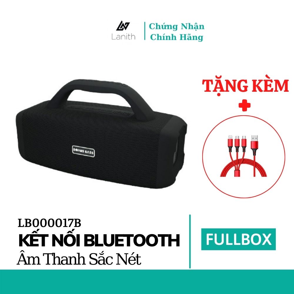 Loa bluetooth không dây Lanith Booms Bass L17 có quai xách – Tặng dây cáp sạc 3 đầu - Hỗ trợ thẻ nhớ, Bluetooth,audio 3.5mm - Hàng nhập khẩu – LB000017.CAP0001