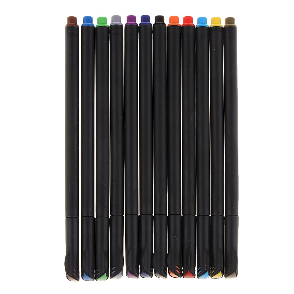 12 Colors Fineliner Pens Set,Fine Tip Colored Writing Drawing Markers Pens Fine Line Point Marker Pen for Diary Hand Account