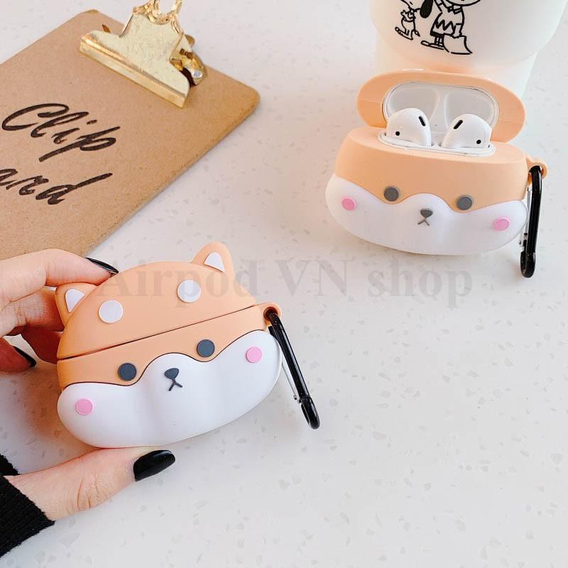 Bao Case Ốp dành cho Airpods 1-2 và Airpods Pro chó Shiba Unu vàng silicon cao cấp