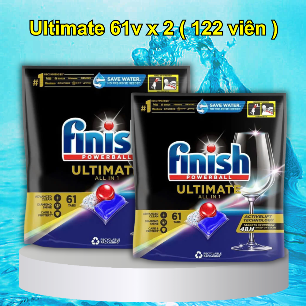 Viên Rửa Bát Finish Quantum Ultimate 100 Viên Nhập Khẩu Anh Chuyên Dùng Cho Máy Rửa Bát Chén Dòng Cao Cấp - 100V Finish Ultimate