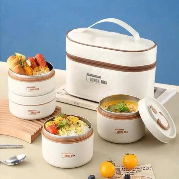 [KoSuyTu] Hộp Cơm Giữ Nhiệt Cao Cấp LUNCHBOX INOX 304 - 2/3/4 Tầng Rời - Tặng Kèm Túi Giữ Nhiệt + Bộ Túi Thìa Dĩa INOX
