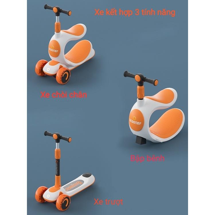 (Loại đẹp)Xe scooter xe trượt xe chòi chân bập bênh đa năng 3in1 cho bé xe chòi