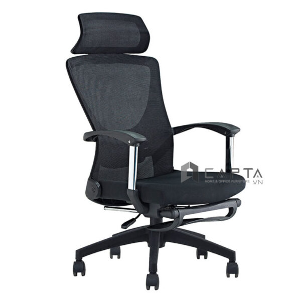Ghế xoay làm việc có gác chân ngả lưng nghỉ trưa màu đen CR4307-M Nội thất Capta