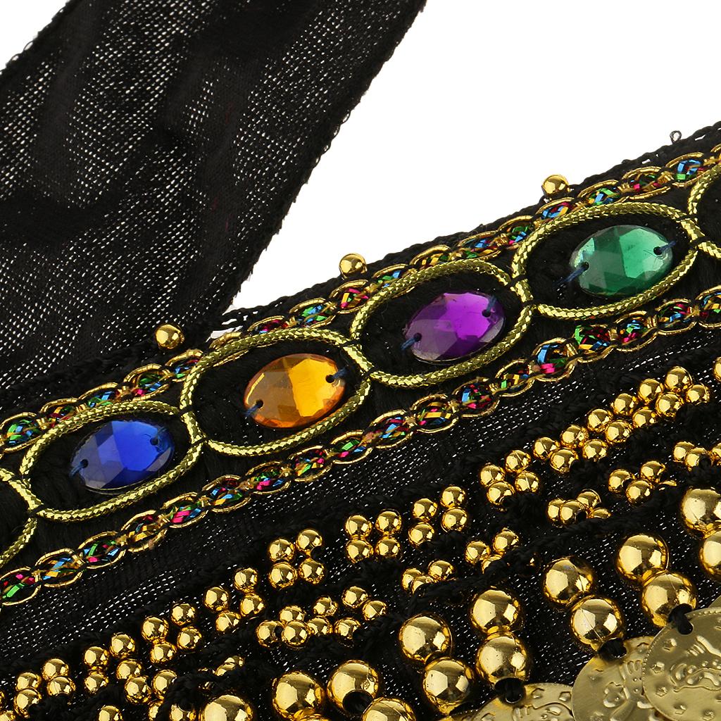 Ladies Belly Dance Wrap Belt Gold Coins Tassel Hip Scarf Costume