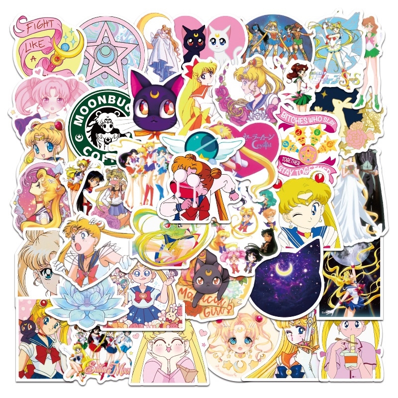 Bộ 50 miếng Sticker hình dán Sailor Moon SetC