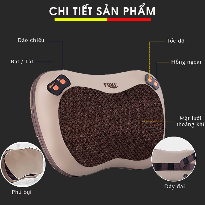 Gối massage hồng ngoại Fuki FK-560 (tuỳ chỉnh tốc độ)