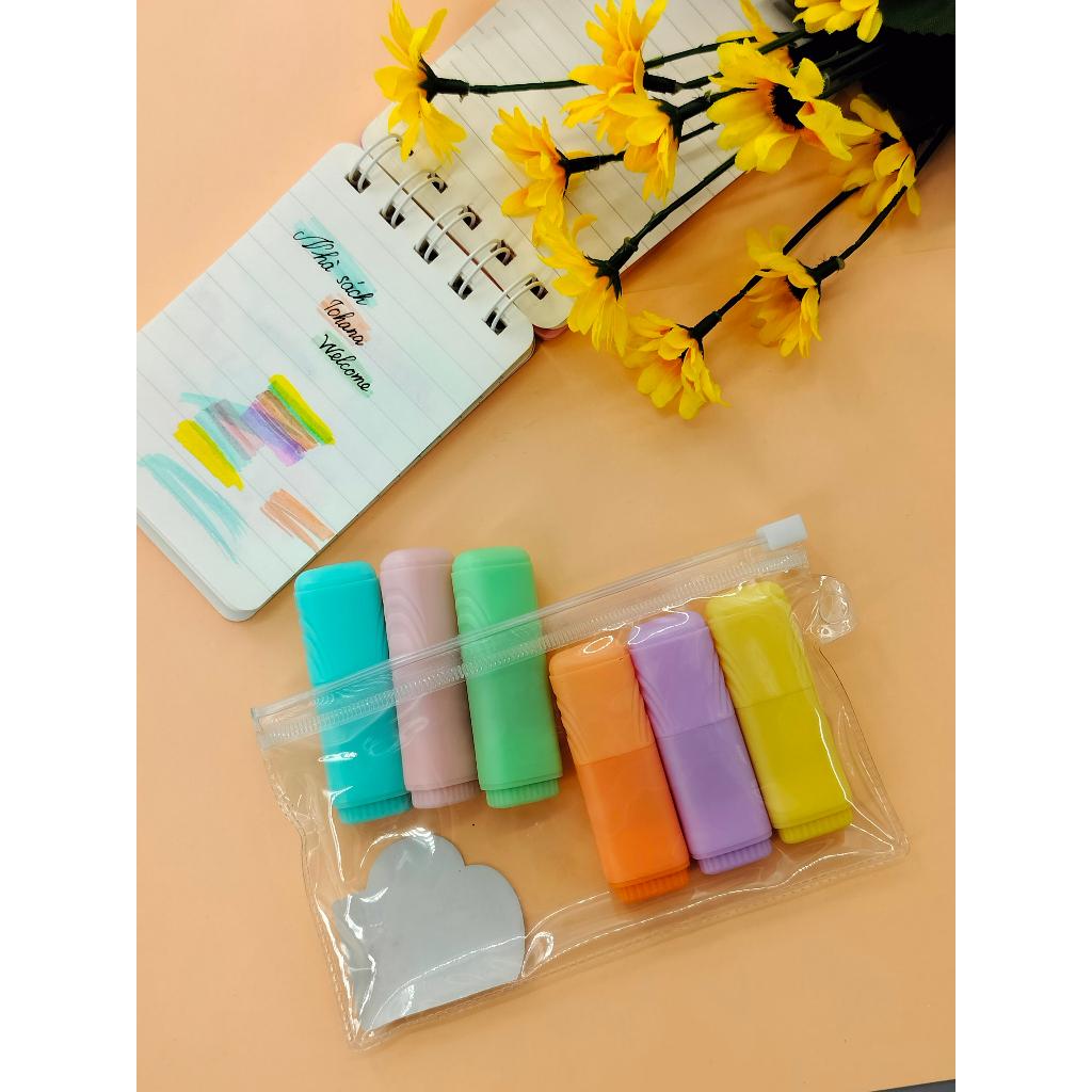 Set Bút nhớ dòng đánh dấu trang mini cực kì cute phô mai que set 6 màu XH-908