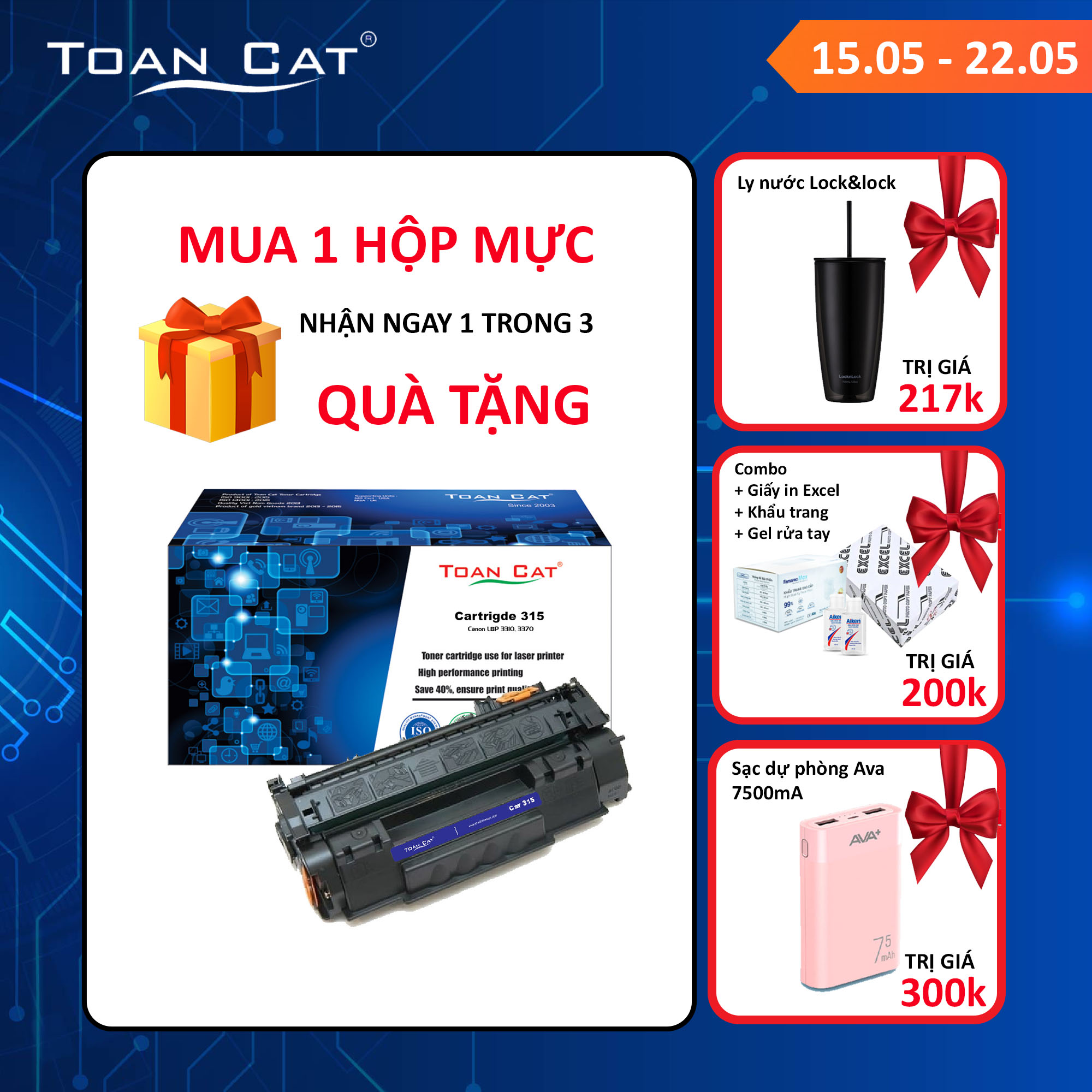 Hộp mực in Toàn Cát Catridge 315 -53A dùng cho máy in Canon LBP 3310, 3370 - HÀNG CHÍNH HÃNG