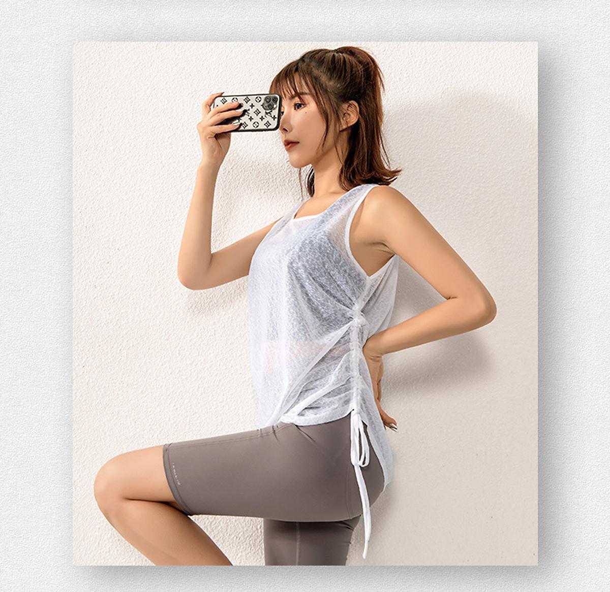 "NEW 2026" Áo Tank Top Dây Rút Thể Thao Nữ " HOT HOT" - Trắng