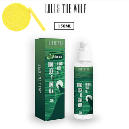 Dung dịch vệ sinh nam LOLI & THE WOLF chai vòi nhấn 150ml - Hương Bạc Hà, Tặng Kèm Mút Rửa Mặt