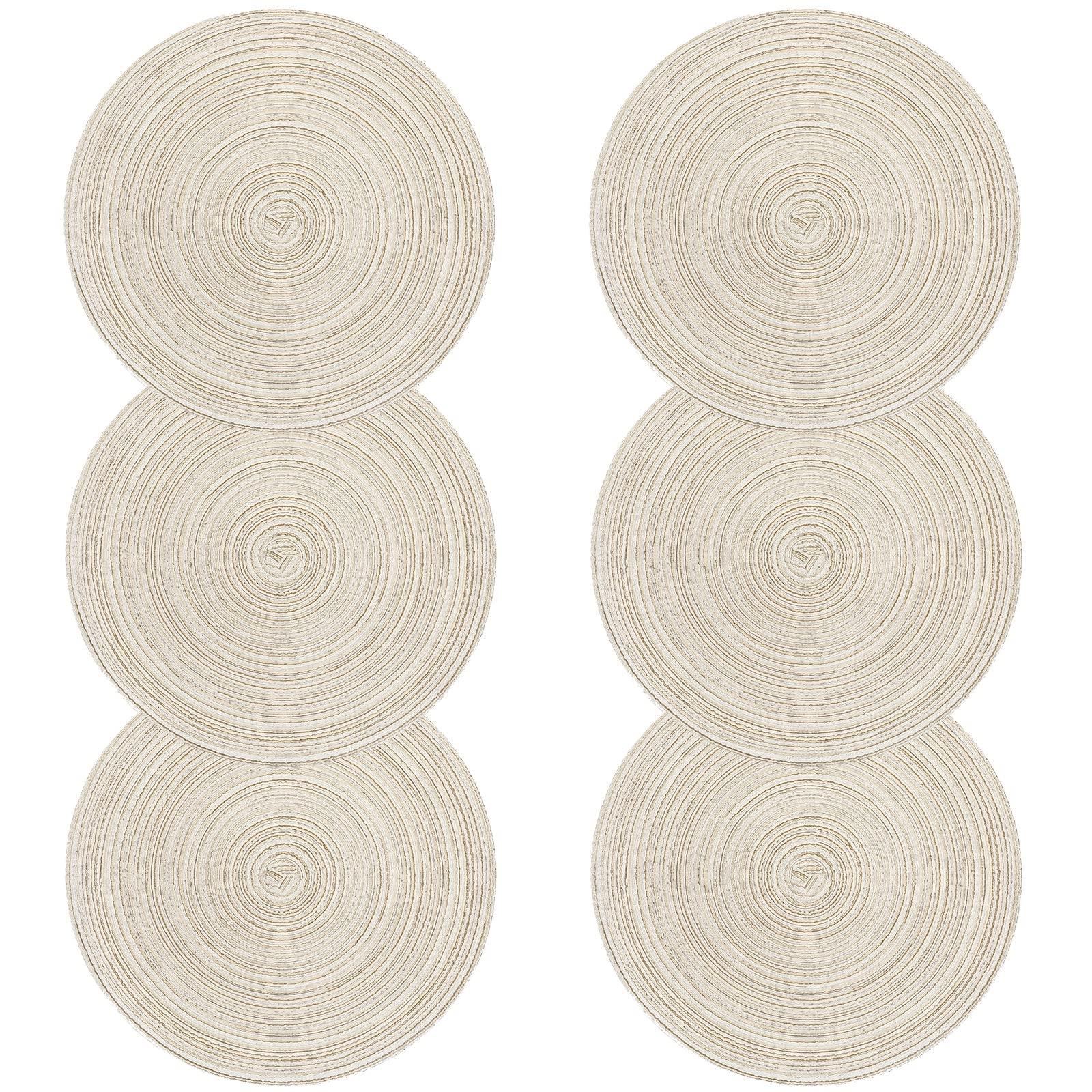 Bộ 6 Khăn Trải Tròn Vải Bện Giặt Thảm Lót Vị Tròn Cotton Chịu Nhiệt Giáng Sinh Thảm Lót Vị Trí Trang Trí Nhà Hàng, Nhà Bếp Bàn Ăn 18cm