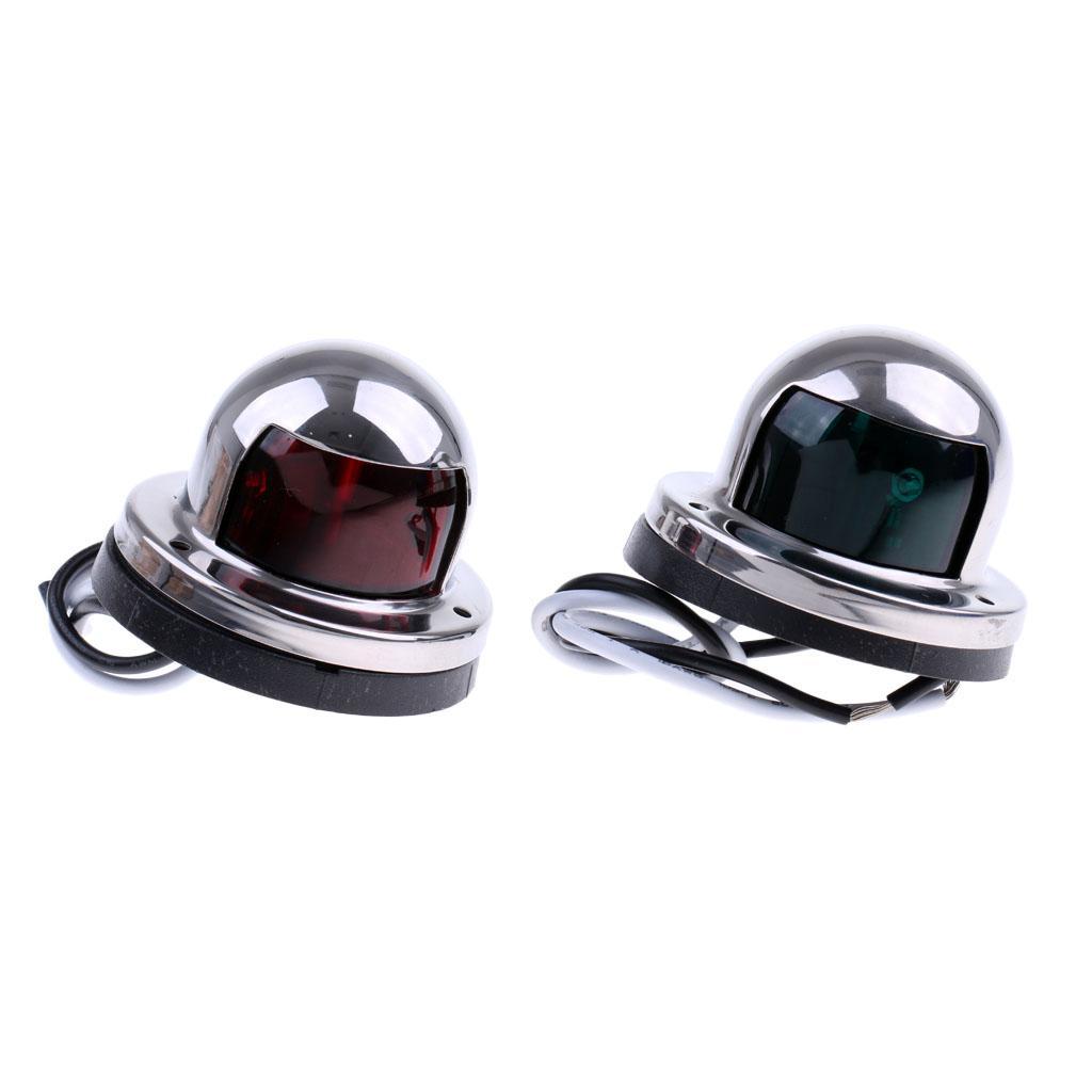 1 Pair Stainless Steel 12V Marine Boat Yacht Light LED Bow Navigation Side Boat Underwater Lights Sailing Signal Light Red & Green