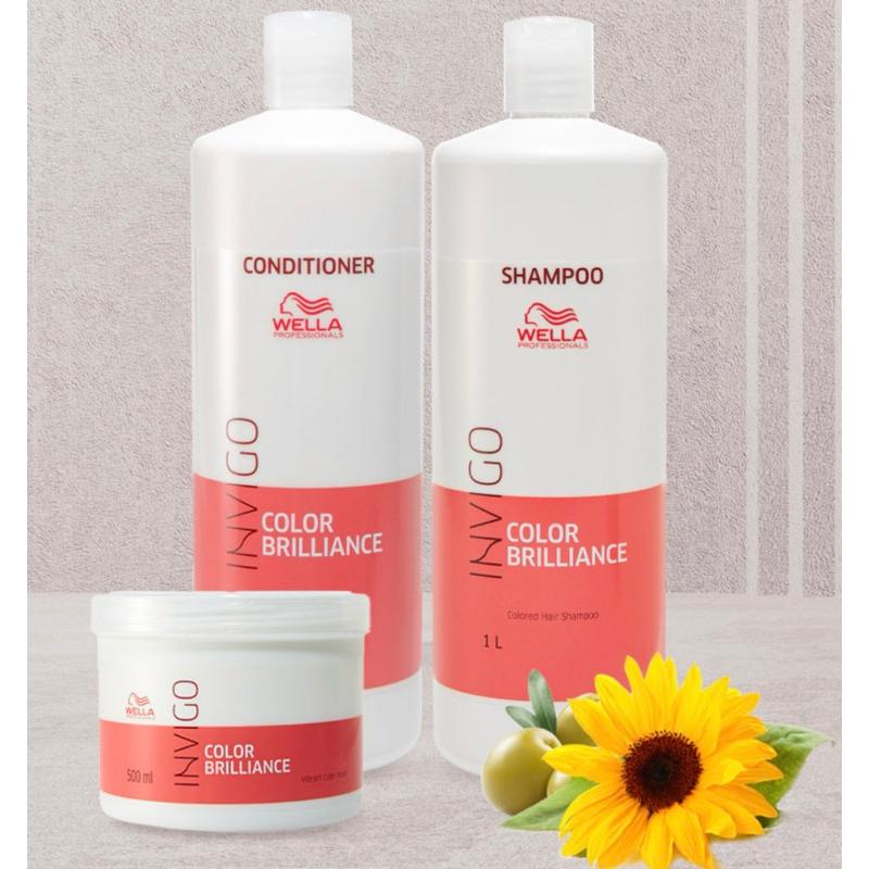 Bộ Dầu Gội Xả Hấp Ủ WELLA Invigo Color Brilliance Giữ Màu Tóc Nhuộm Mềm Mượt Đức