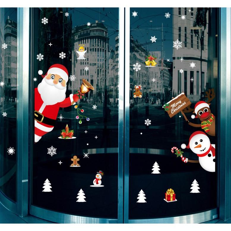 Decal trang trí noel ông già noel và các bạn chào giáng sinh