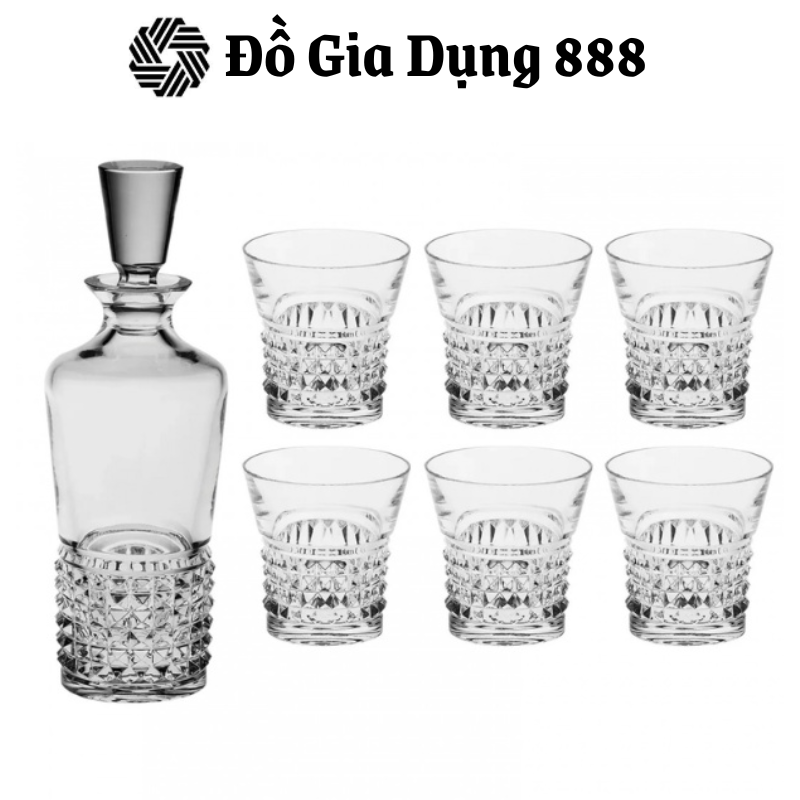 Bộ Bình Ly Pha Lê Cao Cấp Bohemia Trinity, Set Bình Rượu 0.7L Kèm 6 Cốc 320ml, Nhập Đức