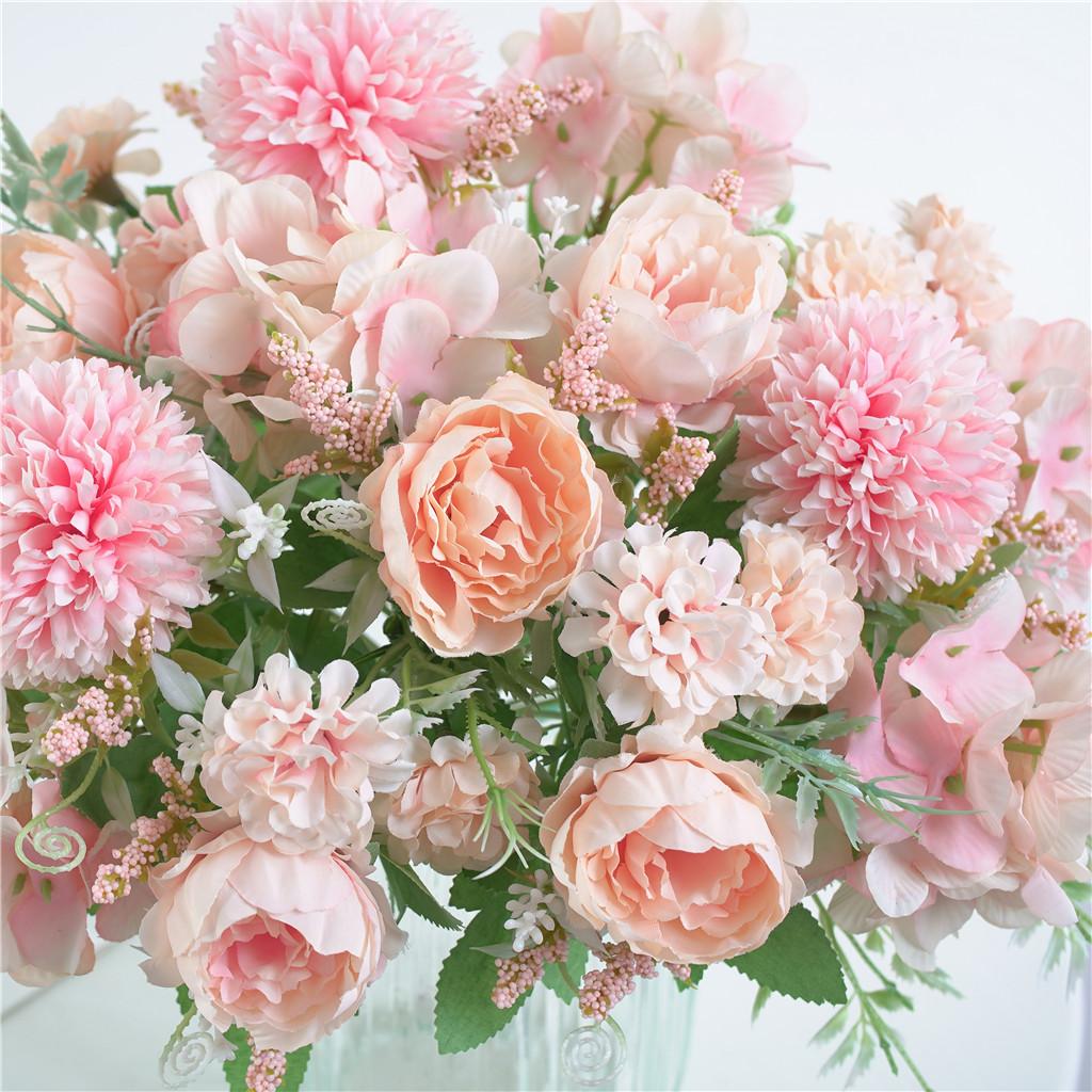 3x 7 Head Artificial Peony Flower Bouquet for Garden Wedding Decoration