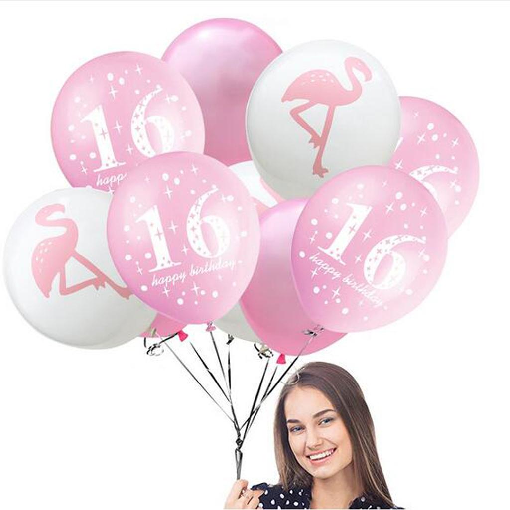 10 Pieces Assorted Balloons16th Birthday Latex Balloons for Birthday Party Decor 12 Inch