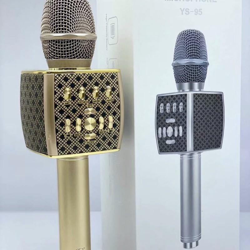 Micro karaoke bluetooth cao cấp SU YOSD YS-95 sọc caro đẹp kèm bộ thu tín hiệu qua loa rời