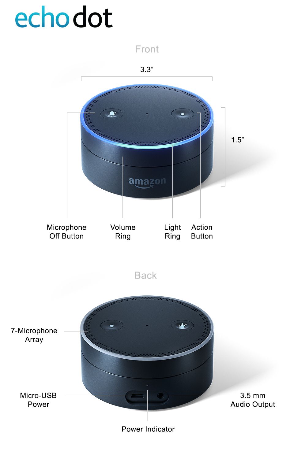 Loa Echo Dot 2 - Black - Hàng nhập Mỹ