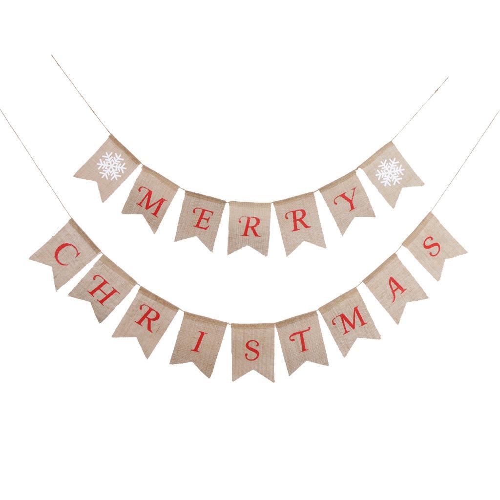 Burlap Bunting Xmas Banner Merry