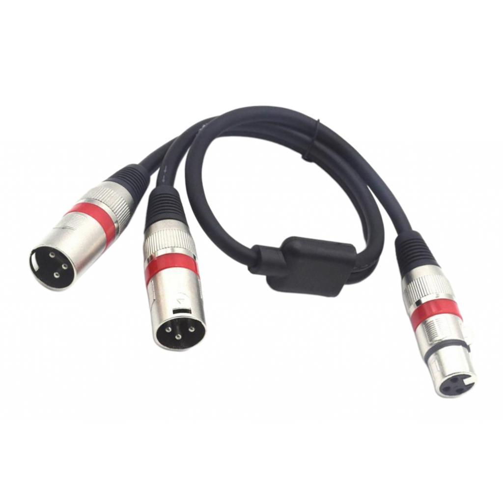 2X XLR Splitter Female To Dual Male 3- Cable Microphone Audio Adapter