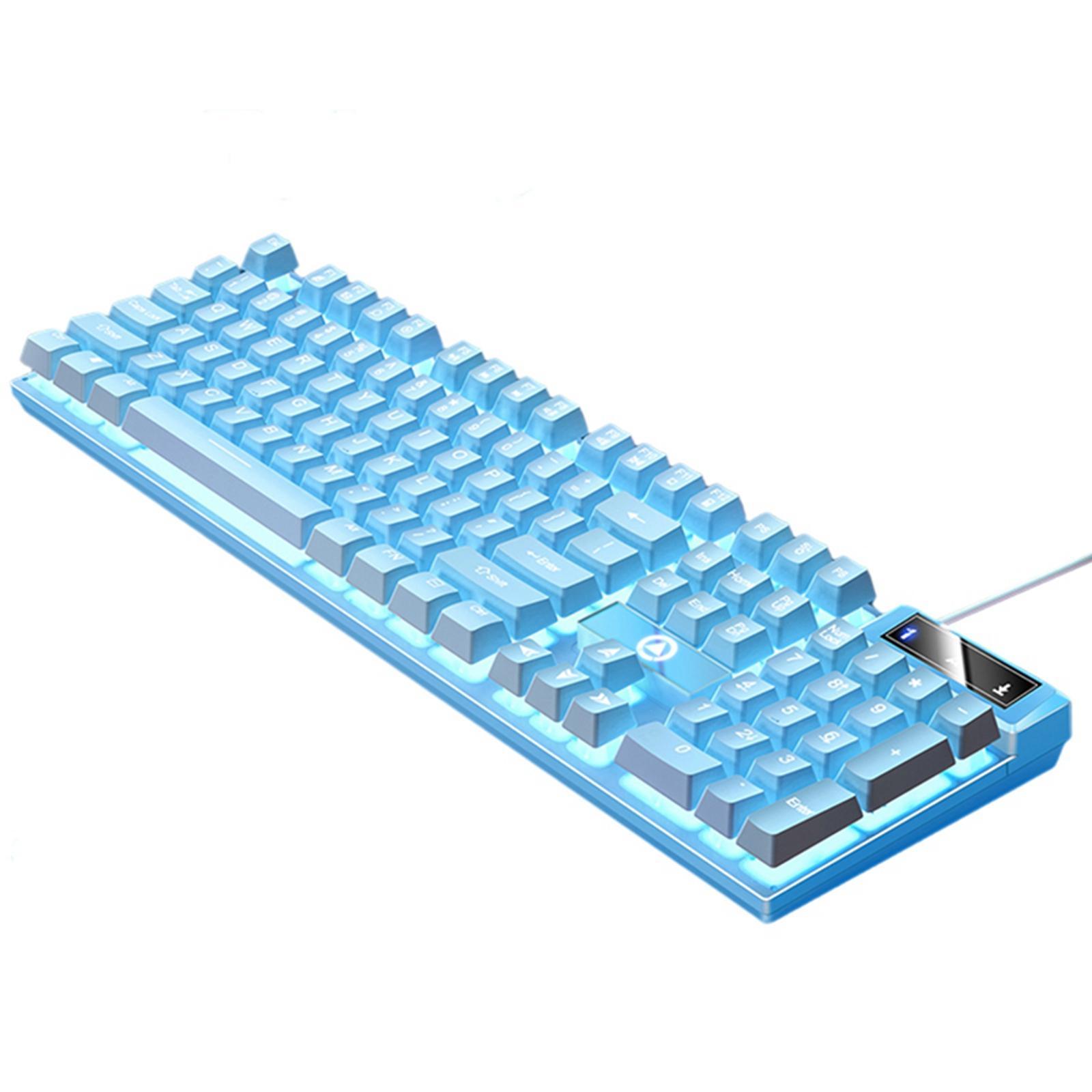 Mechanical Gaming Keyboard USB Multimedia Controls LED Lighting Effects for Computer Desktop