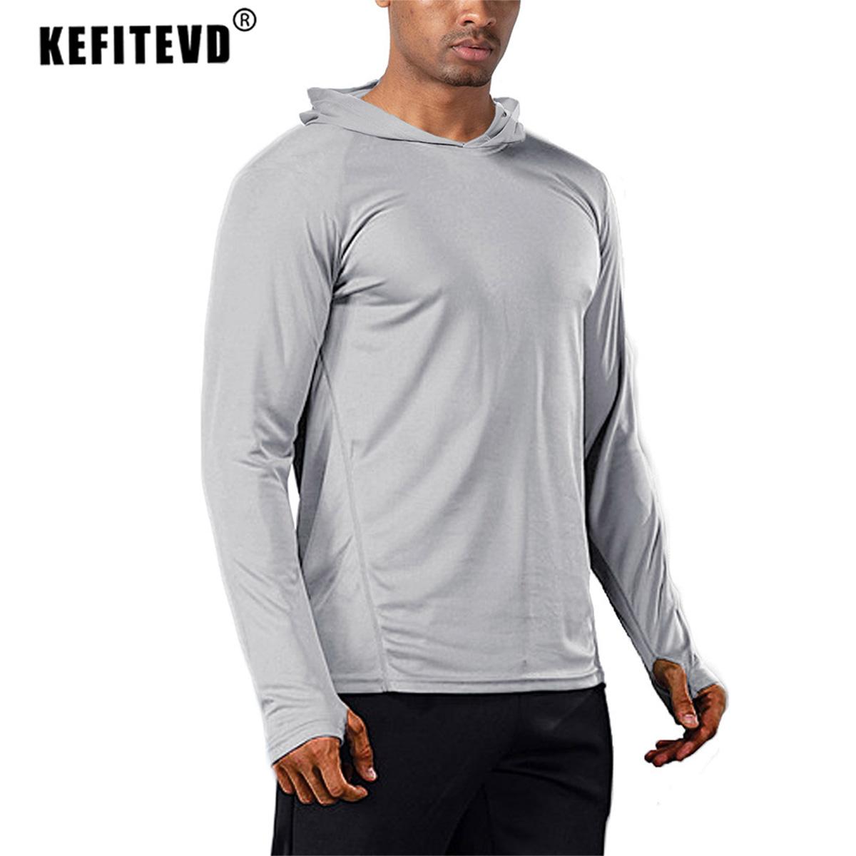 KEFITEVD Quick Dry Nam UPF 50 Áo thun dài tay Chống nắng/UV Áo thun đi bộ đường dài ngoài trời Áo chống nắng Áo sơ mi Áo hoodie nam Color: Mint Green Size: CN S