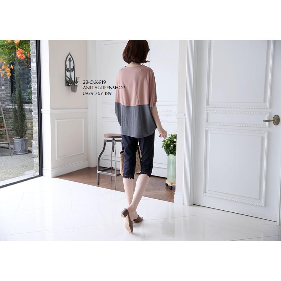 Q66919 ÁO KIỂU CÁNH DƠI PHỐI MÀU