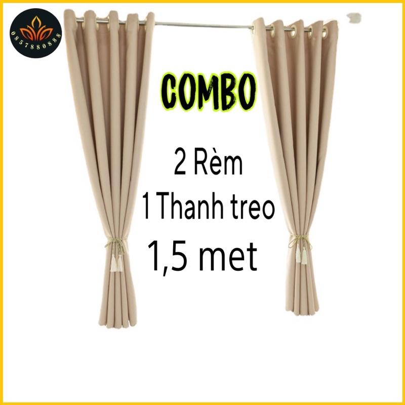 2 tấm rèm cửa sổ 1,35x1,8m + thanh treo hoàn thiện cho cửa Rộng 1m-1.4m