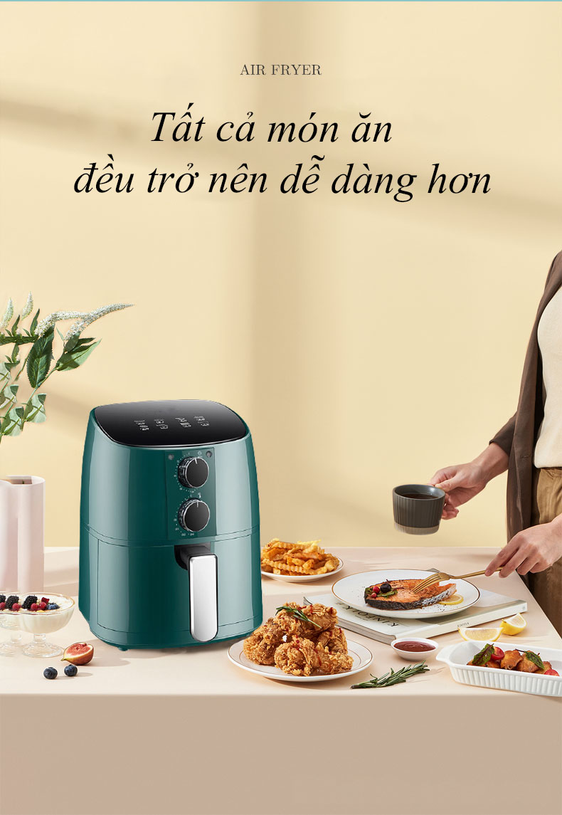 Nồi Chiên Không Dầu ABG Dung Tích 5L Công Suất Lớn 1350W Thiết Kế Sang Trọng, Chất Lượng, An Toàn Khi Sử Dụng, Bảo Vệ Sức Khỏe Cho Bạn Và Gia Đình – Hàng Chính Hãng