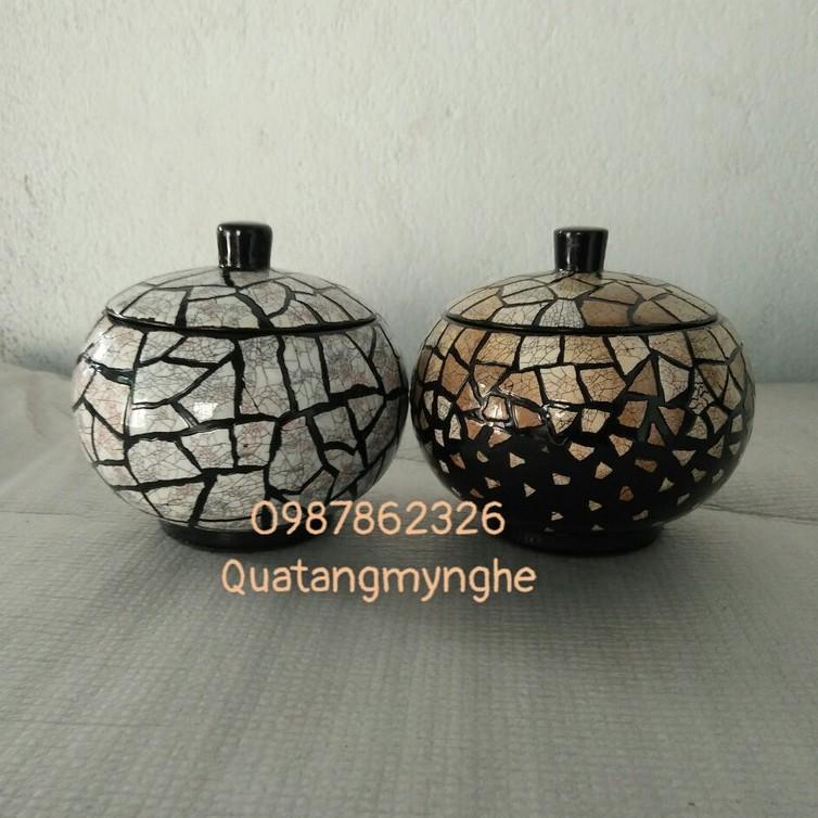 Hũ sơn mài trứng có nắp