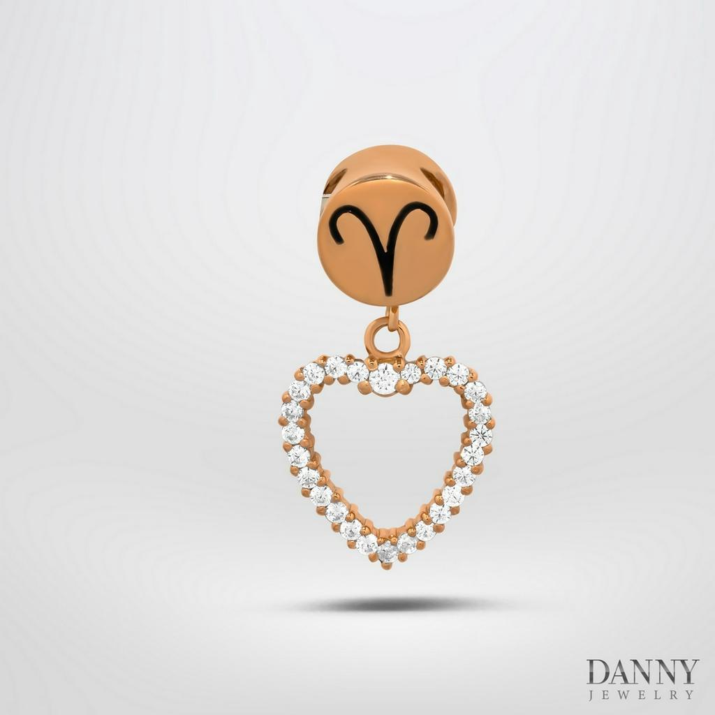 Charm Bạc 925 Danny Jewelry Cung Hoàng Đạo & Hình Trái Tim Đính Đá CZ PK018S Xi Rhodium