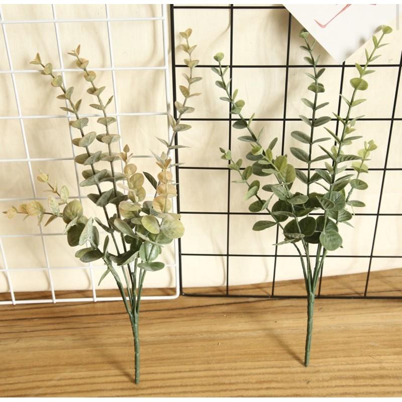 Cành lá decor - Cụm khuynh diệp nhân tạo 37cm, hoa lụa cao cấp, hoa cô dâu
