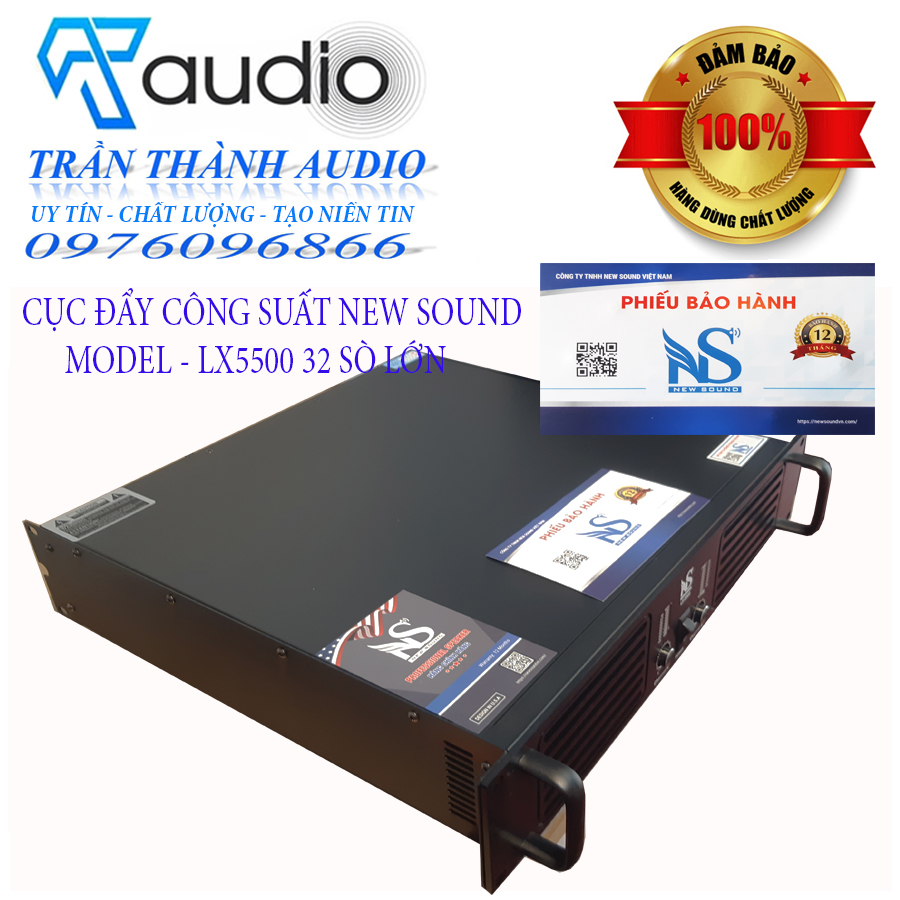 Cục đẩy công suất 2 kênh Newsound LX-5500 32 sò lớn 1500W , đánh full bass 30-40,hàng chính hãng nhập khẩu 2023,tặng jac kết nối