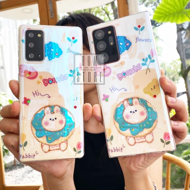 Ốp Lưng Silicon Dẻo Donuts Họa Tiết Đính Đá Cho Dòng SS Galaxy S21Ultra/S21+/S20Ultra/ S20+/ Note20 Ultra/ Note20 /N10+/N10