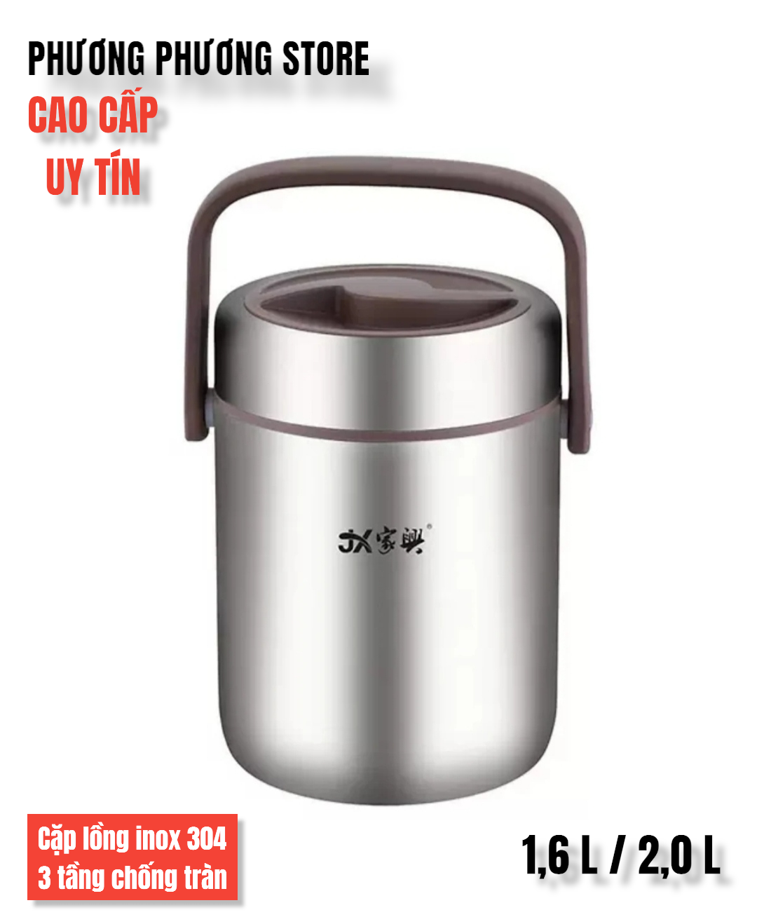 Cặp lồng cơm, hộp cơm giữ nhiệt văn phòng chất liệu inox JX 304 cao cấp, cặp lồng cà men 3 tầng, nắp chống tràn, 5 lớp giữ nhiệt tốt