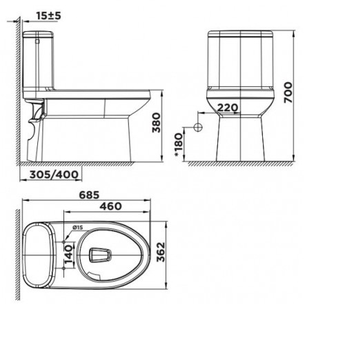 Bồn cầu một khối American Standard WP-1841 dòng Cadet