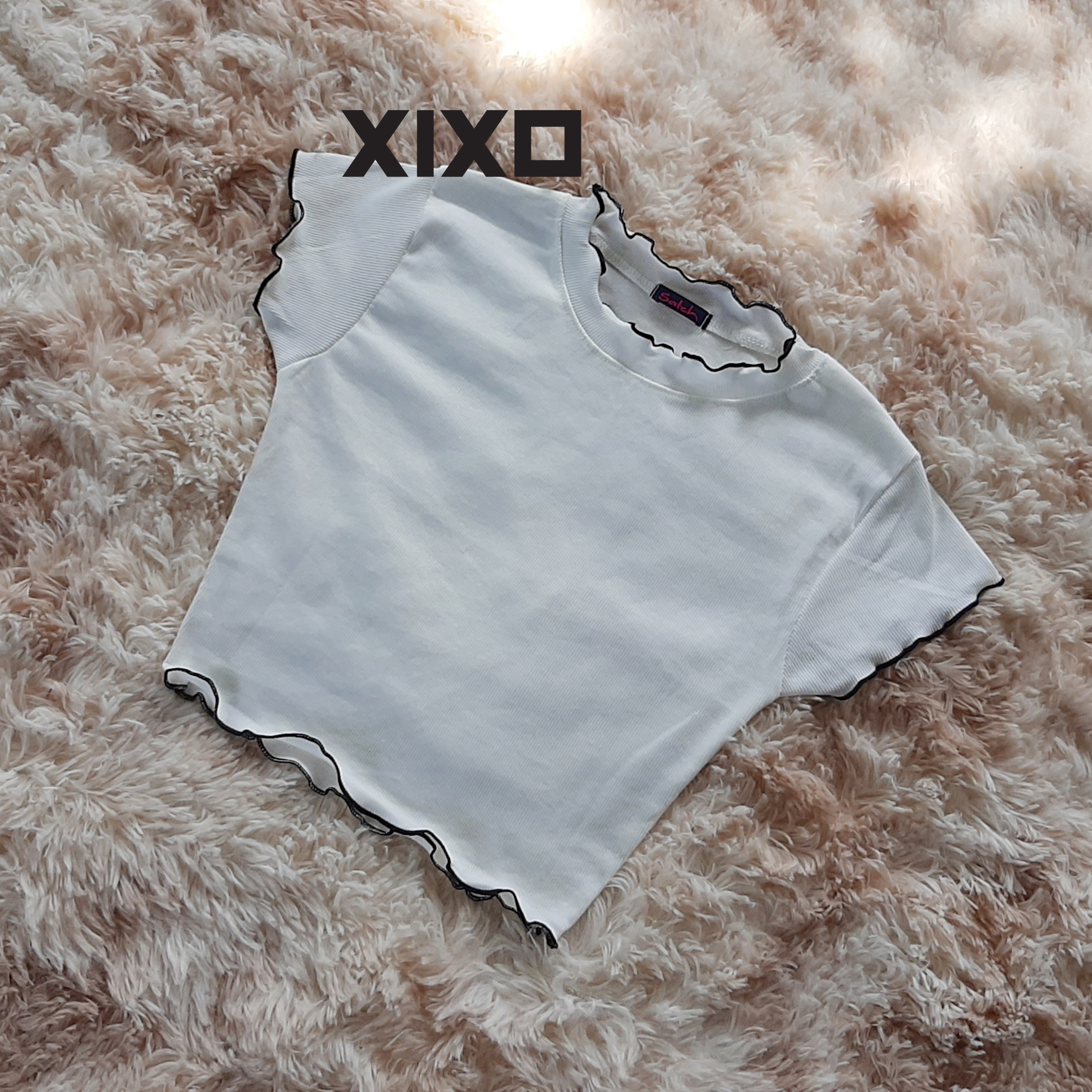 Áo croptop    áo thun cổ cuốn biên thời trang XIXO - ATN0035
