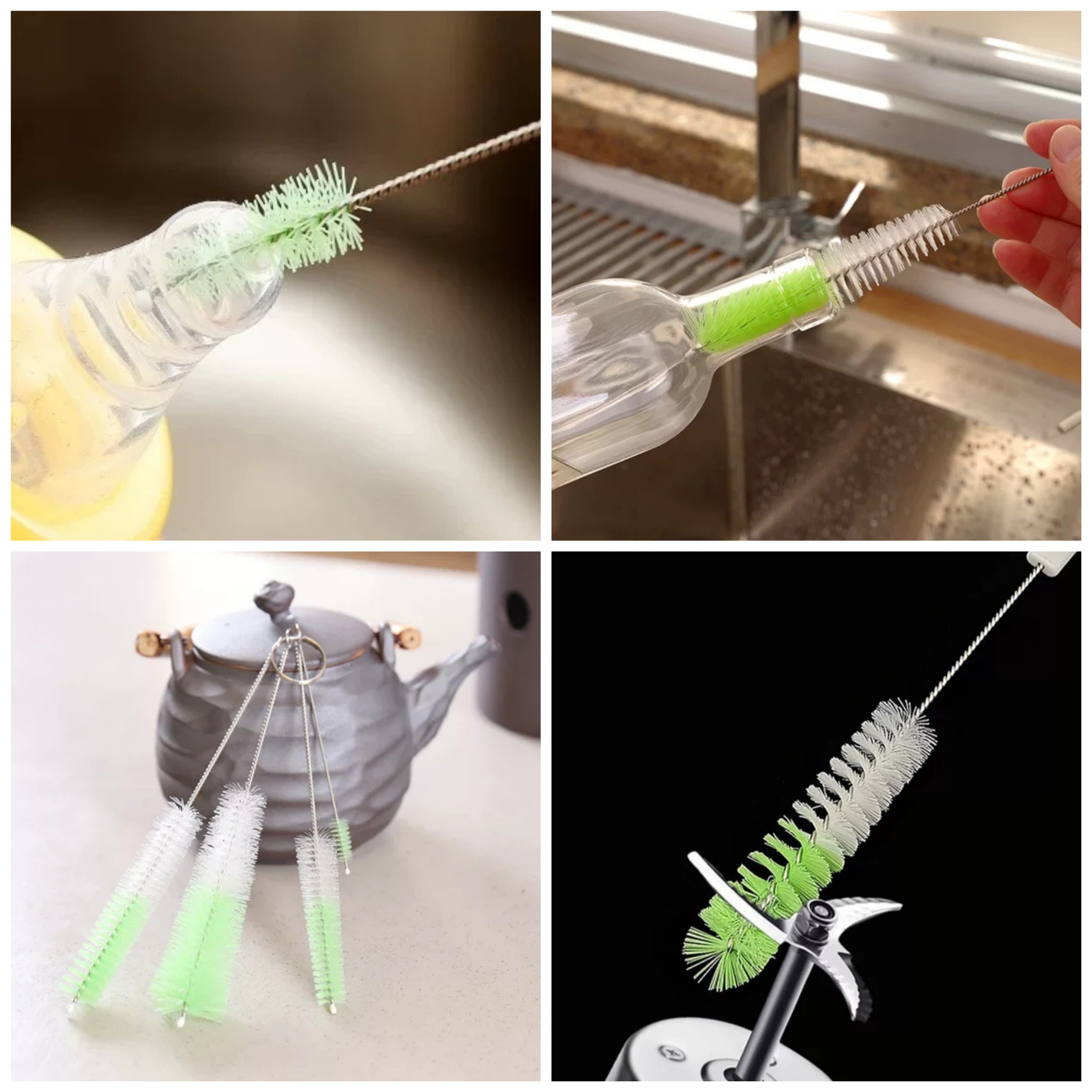 Sét 4 cọ vệ sinh rửa vòi ấm trà, cà phê, lọ chai, đầu ty ngậm bình sữa, lưỡi máy xay sinh tố