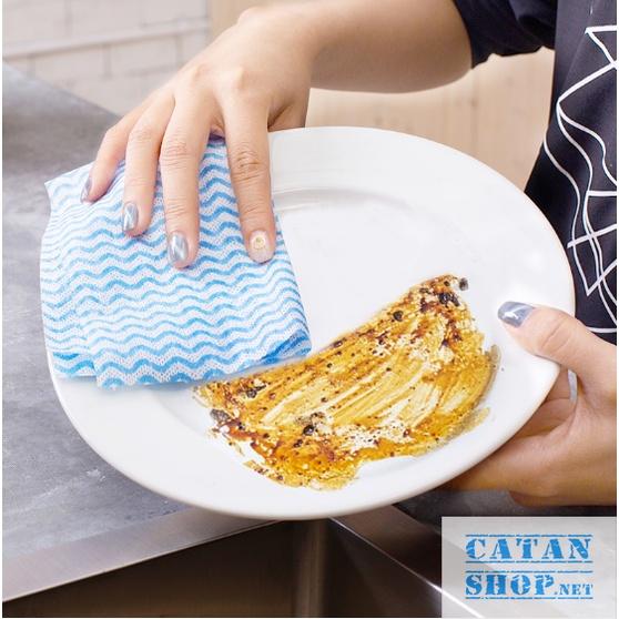 Giấy cuộn đa năng, khăn lau bếp, lau bàn , lau tay có thể giặt và tái sử dụng cuộn 20cm và 25cm dạng sóng màu