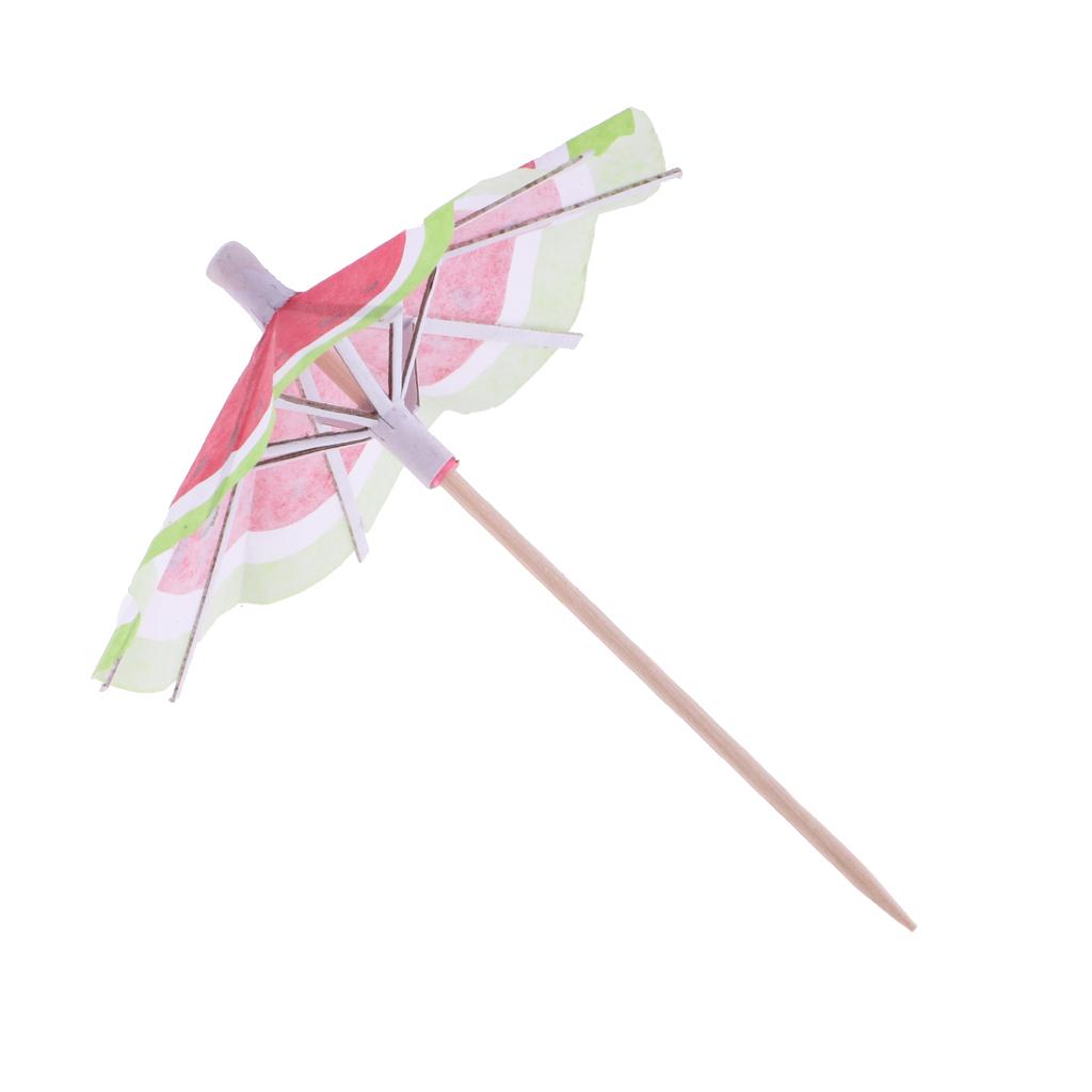 2x140 Pieces Hawaiian Watermelon Umbrella Cocktail Sticks Picks Party Supplies