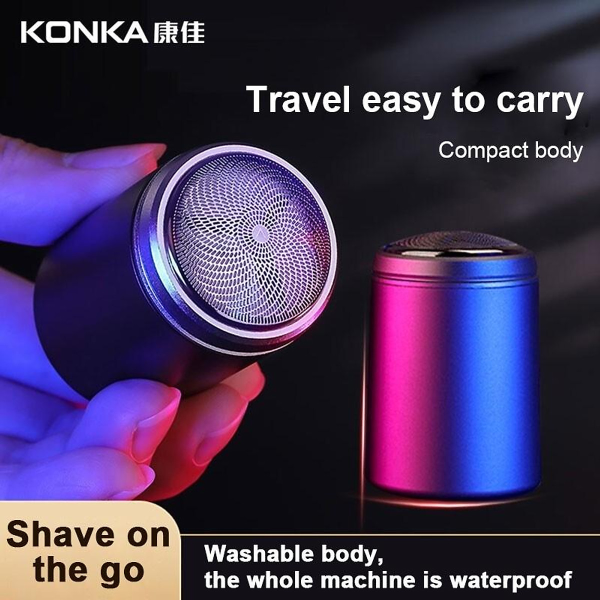 Máy Cạo Râu Mini Konka Nhỏ Gọn Chống Thấm Nước Sạc USB - Hàng chính hãng